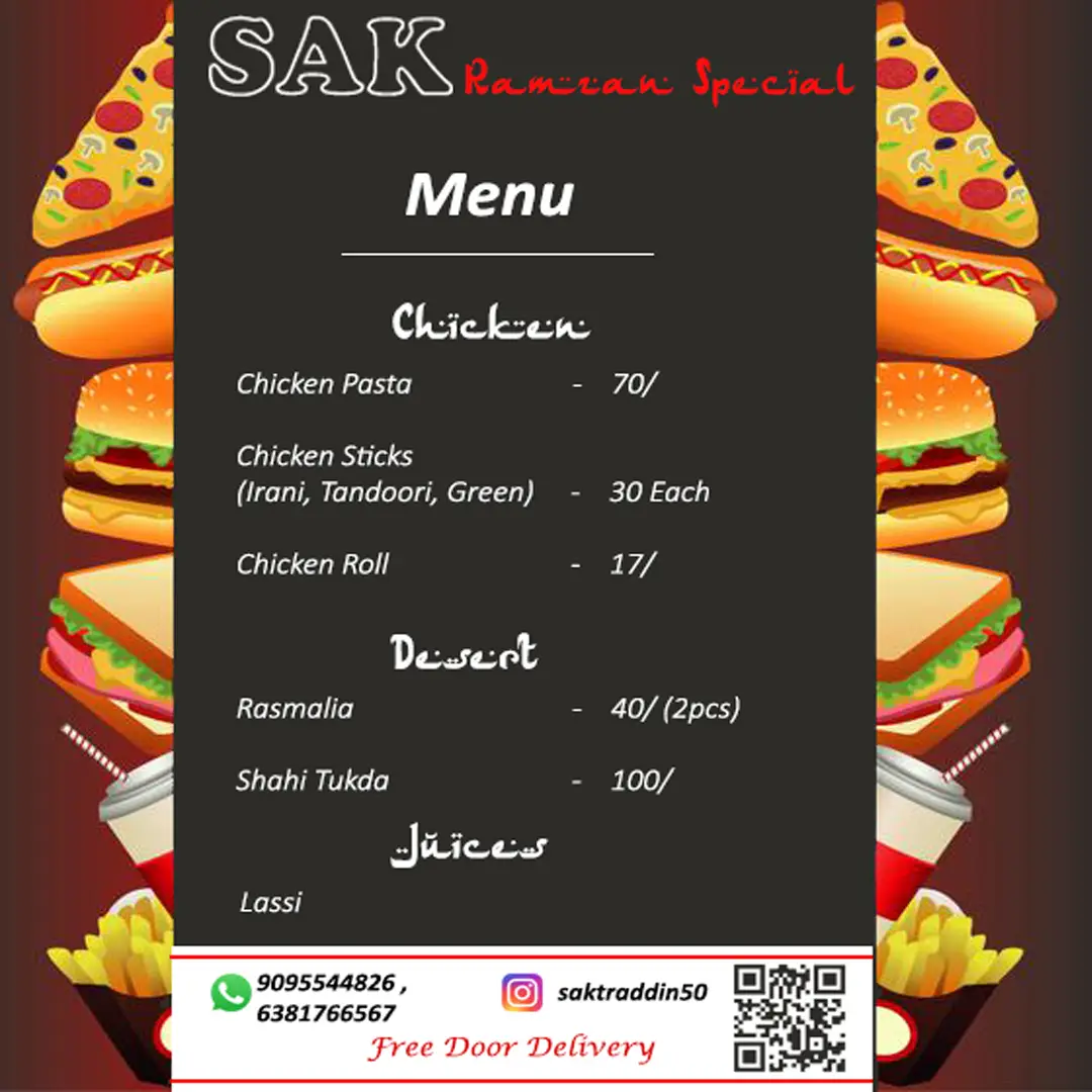SAK food menu